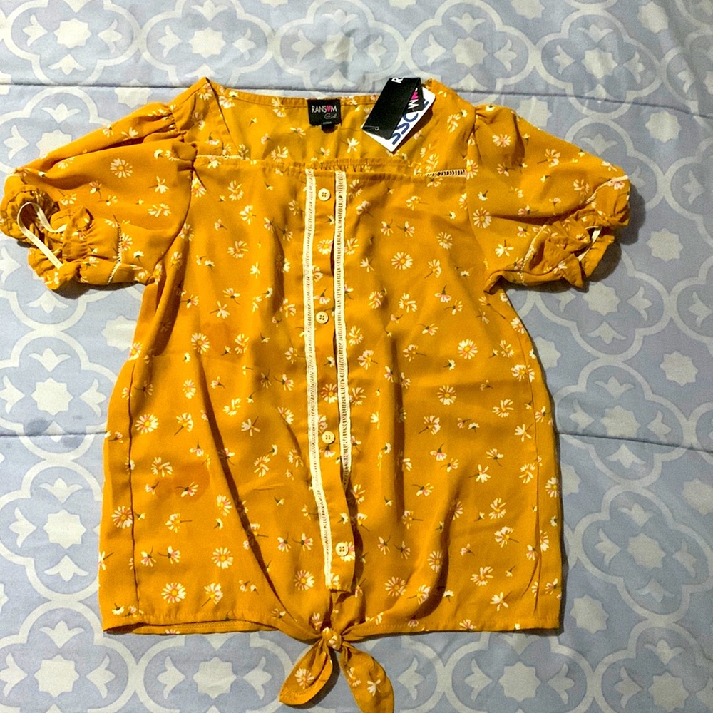 Girls Short sleeve Blouse size 14 Burnt Orange color